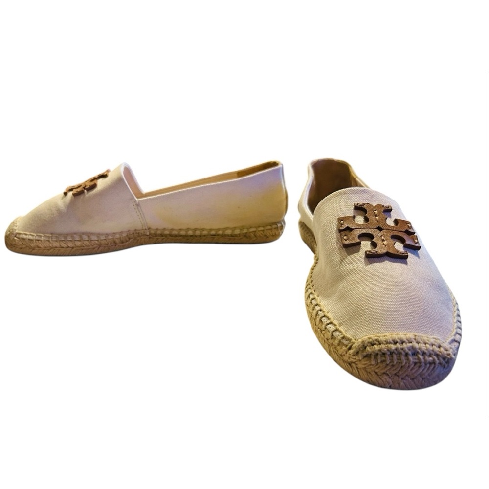 Tory Burch Everly Canvas Espadrilles Double T Logo Jute Sole Comfy Size 8 - Picture 3 of 7